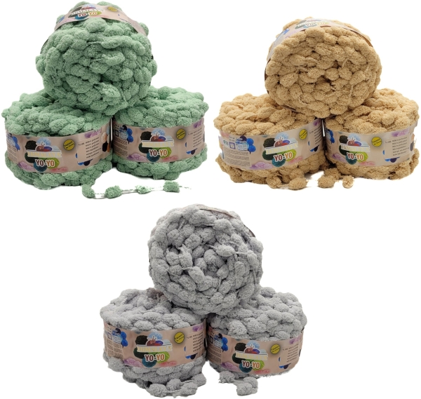 600g Himalaya Pompon Garn Yo-Yo einfarbig, 600 Gramm Pompom – Wolle, Strickgarn mit Bommel